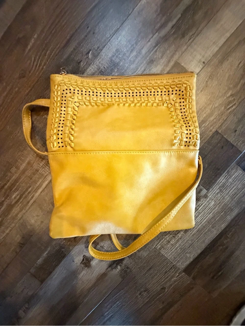 Moda Luxe Yellow Woven-Trim Crossbody Bag